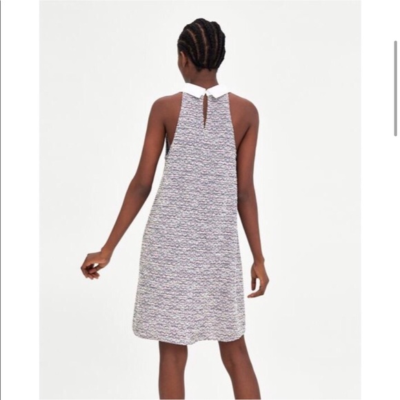 Zara Tweed Collared Halter-Neck Shift Dress, size Small - Picture 3 of 10